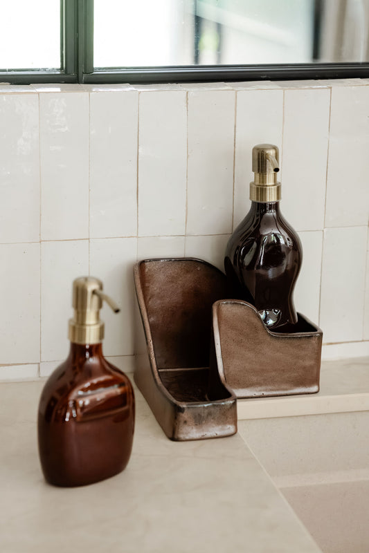 Petit distributeur de savon en céramique [ FLACON SCULPTÉ ]