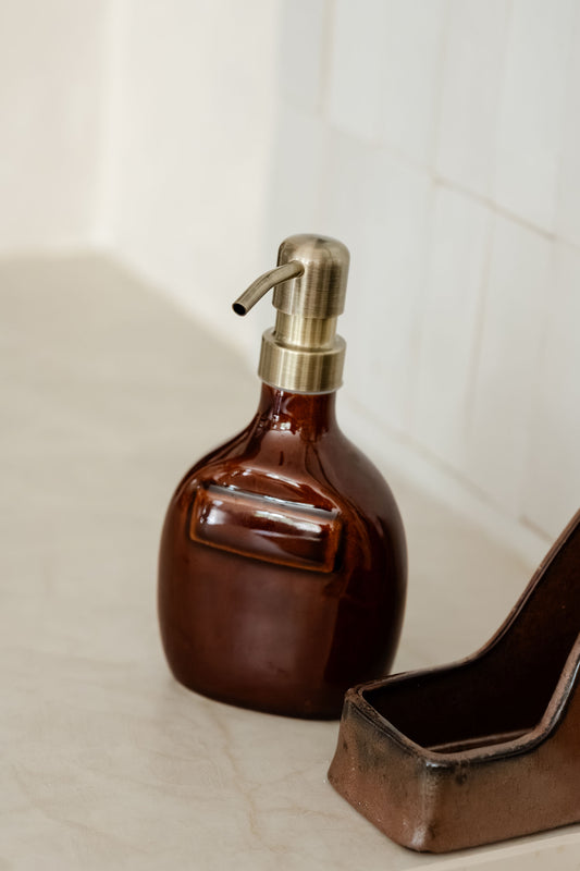 Petit distributeur de savon en céramique [ FLACON SCULPTÉ ]